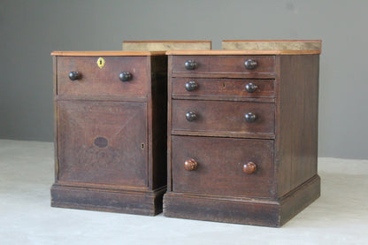 Pair Antique Oak Pedestals - Kernow Furniture