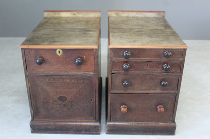 Pair Antique Oak Pedestals - Kernow Furniture