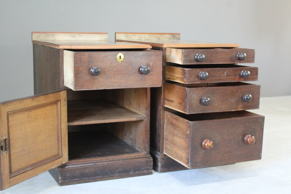 Pair Antique Oak Pedestals - Kernow Furniture