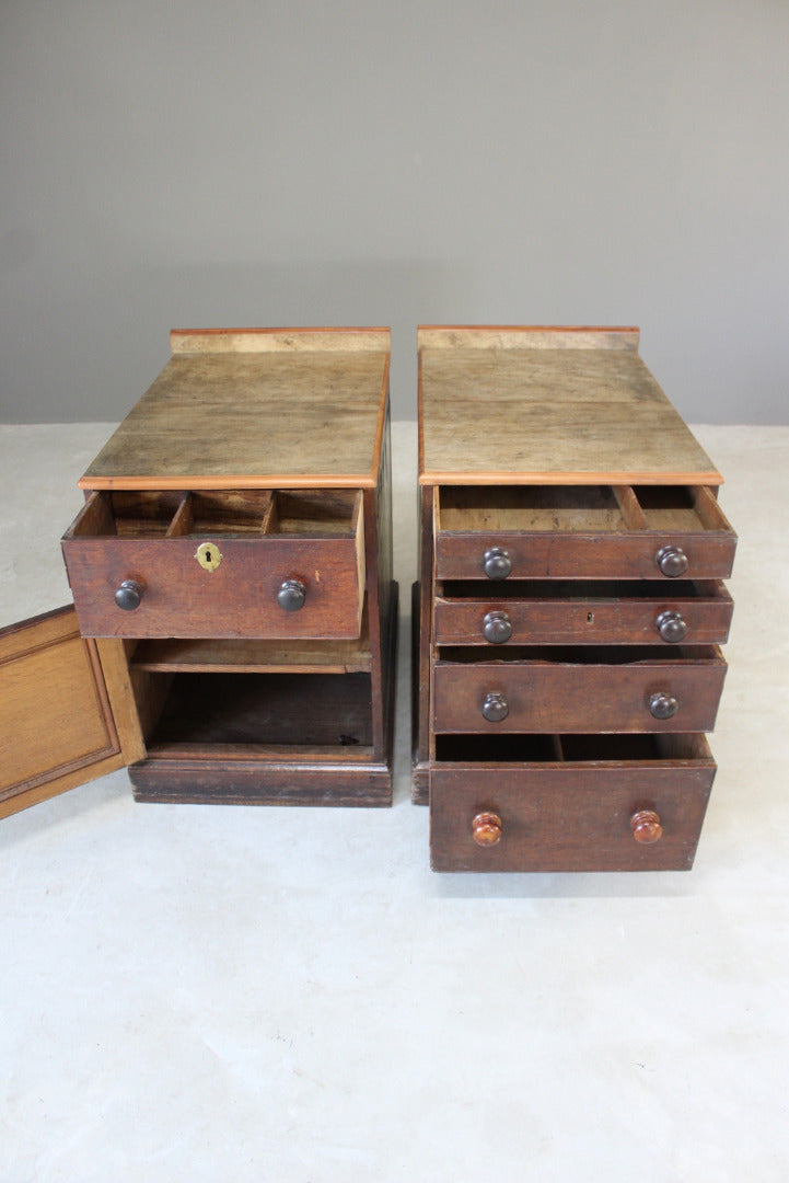 Pair Antique Oak Pedestals - Kernow Furniture