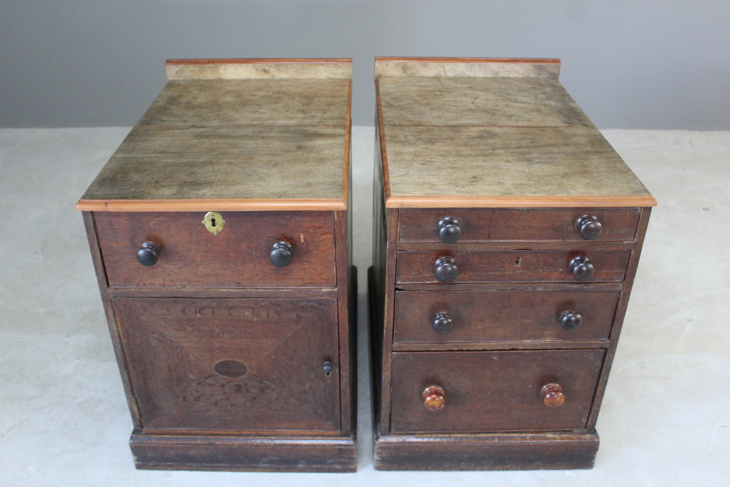 Pair Antique Oak Pedestals - Kernow Furniture