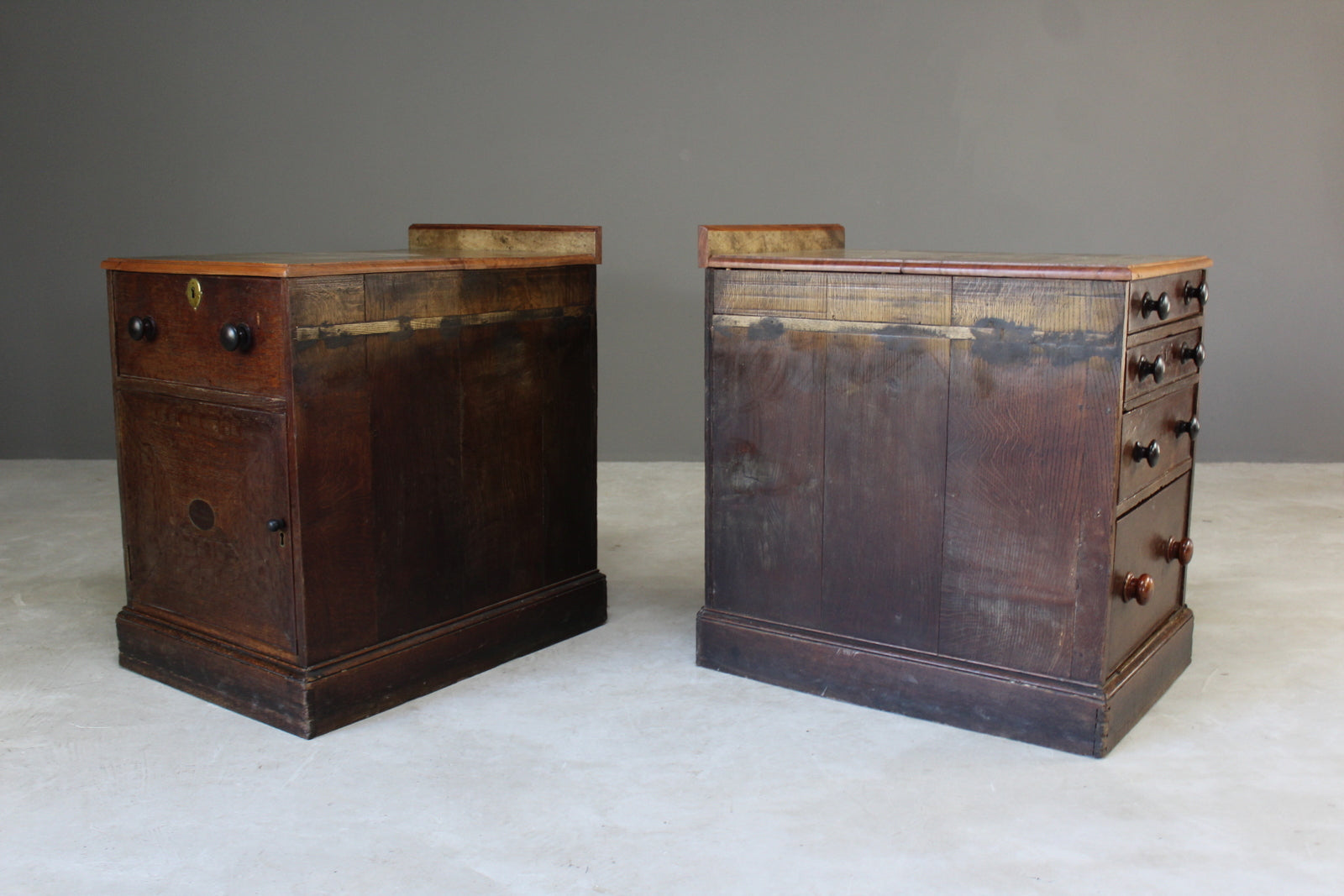 Pair Antique Oak Pedestals - Kernow Furniture