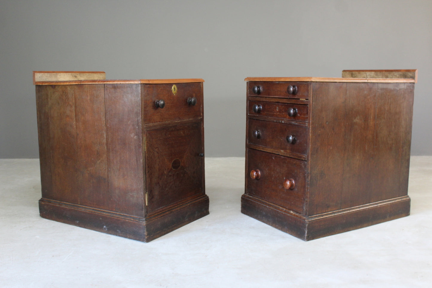 Pair Antique Oak Pedestals - Kernow Furniture