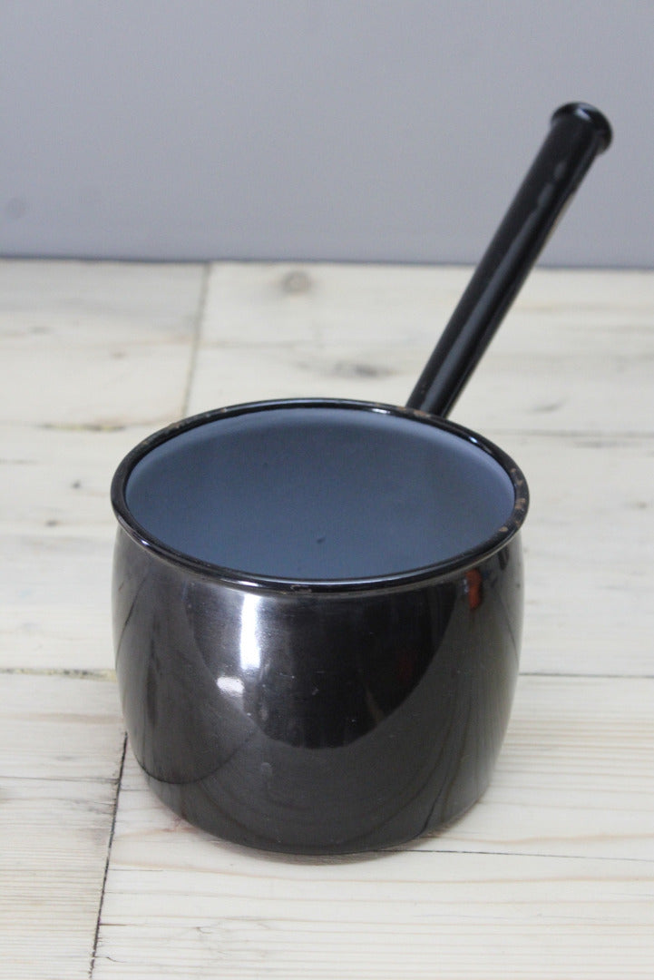 Vintage Black Enamel Saucepan - Kernow Furniture