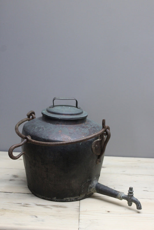 Antique Open Fire Copper Kettle - Kernow Furniture