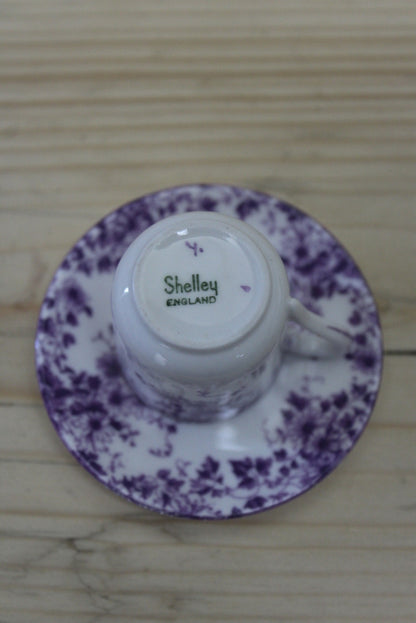 Shelley Dainty Mauve Miniature Cup & Saucer - Kernow Furniture