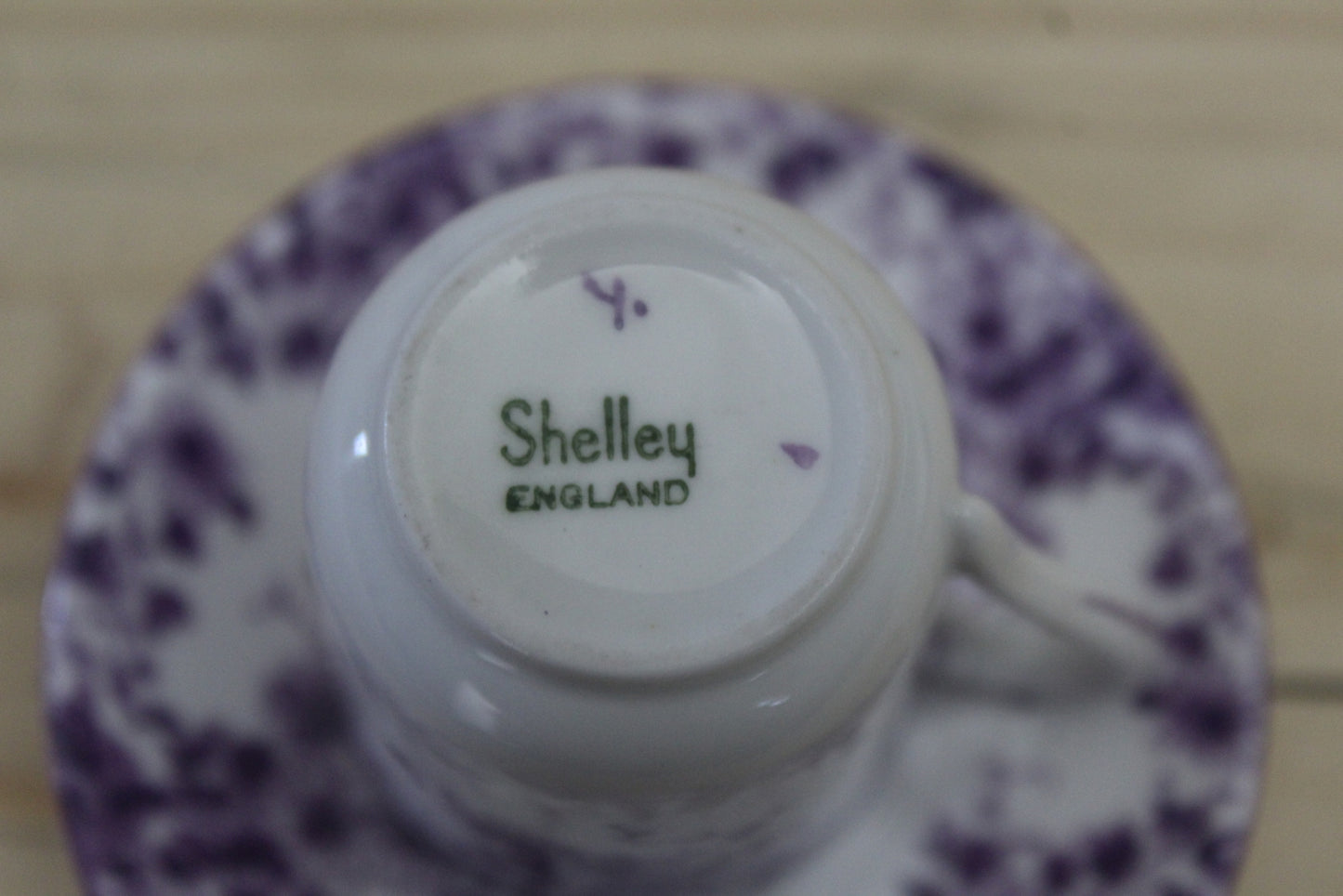 Shelley Dainty Mauve Miniature Cup & Saucer - Kernow Furniture