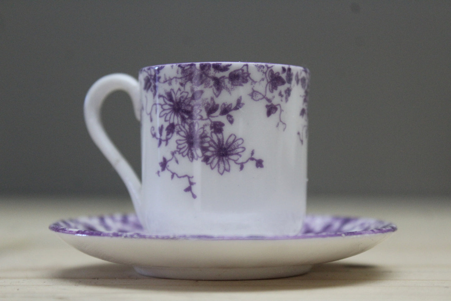 Shelley Dainty Mauve Miniature Cup & Saucer - Kernow Furniture