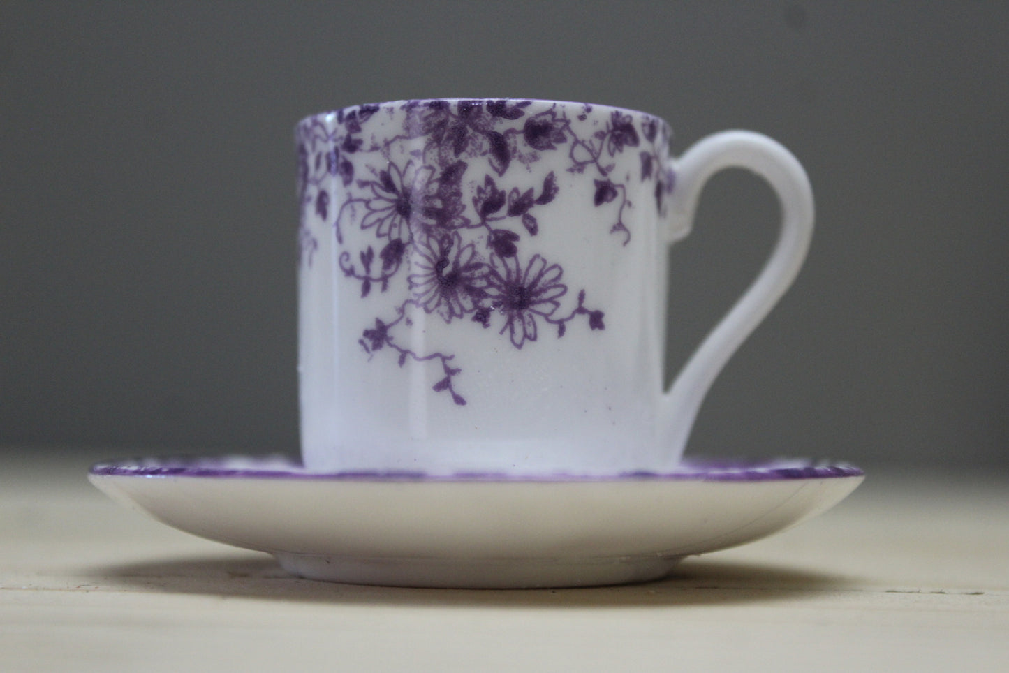 Shelley Dainty Mauve Miniature Cup & Saucer - Kernow Furniture