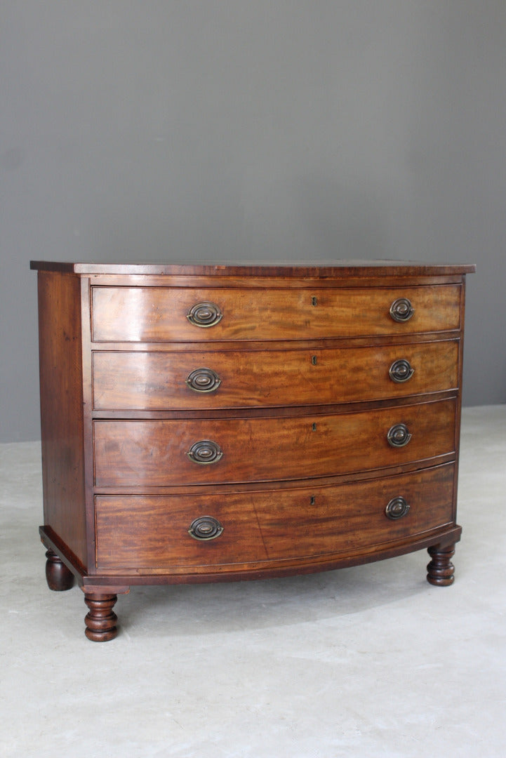 Antique Bow Front Chest of Drawers - Kernow Furniture