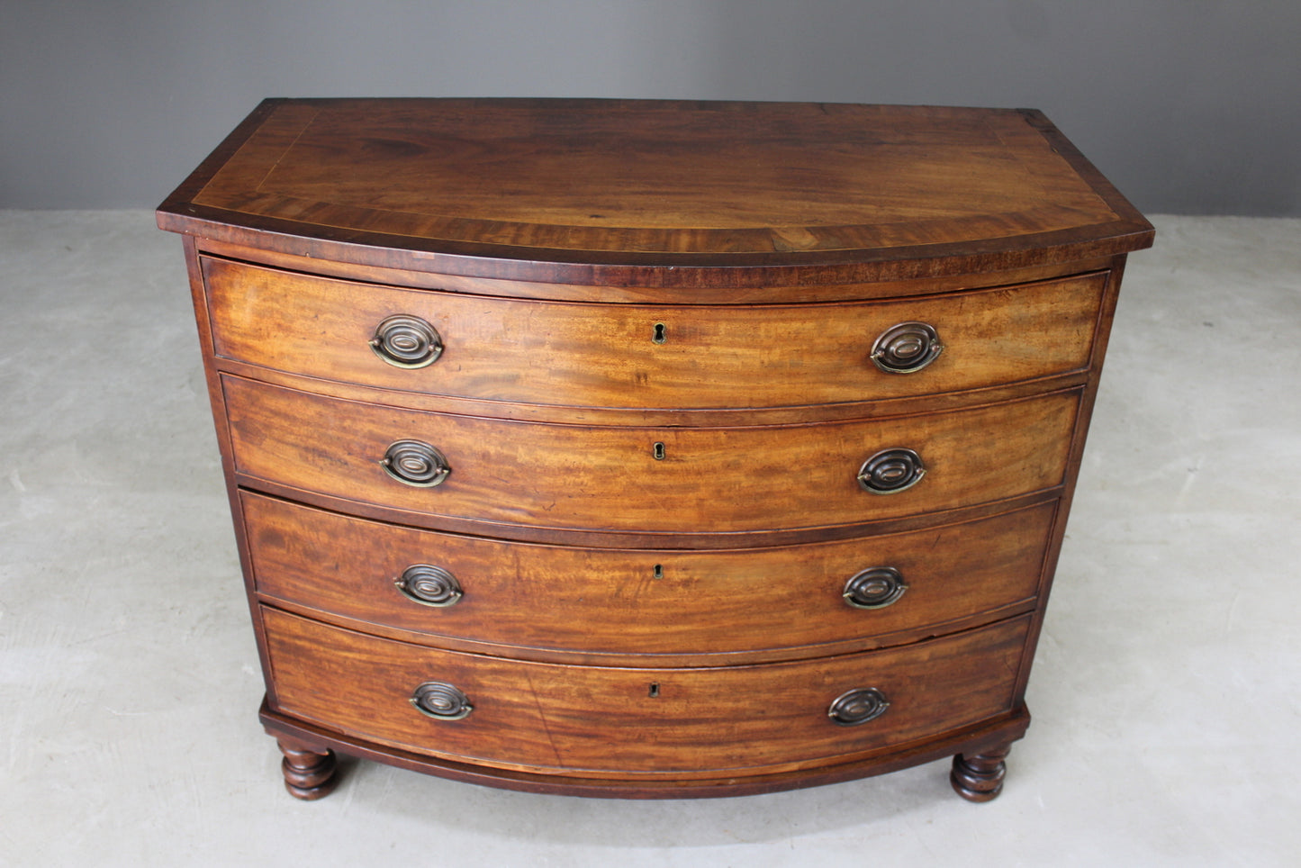 Antique Bow Front Chest of Drawers - Kernow Furniture