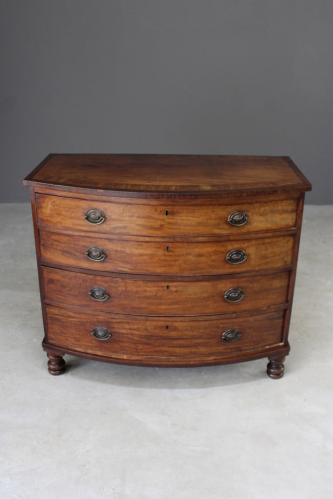 Antique Bow Front Chest of Drawers - Kernow Furniture