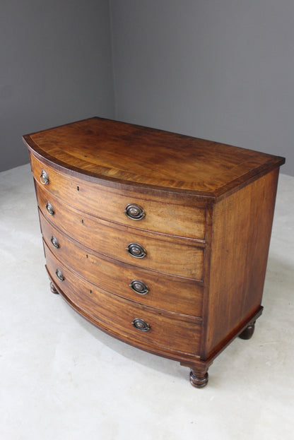 Antique Bow Front Chest of Drawers - Kernow Furniture