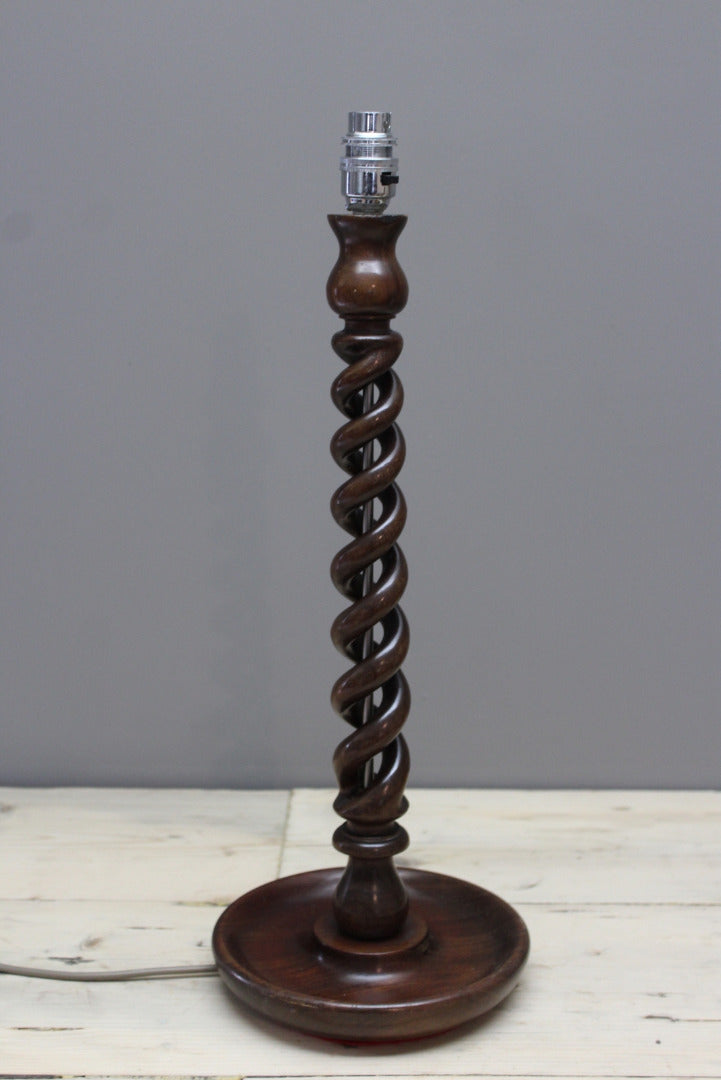 Open Barley Twist Mahogany Table Lamp - Kernow Furniture