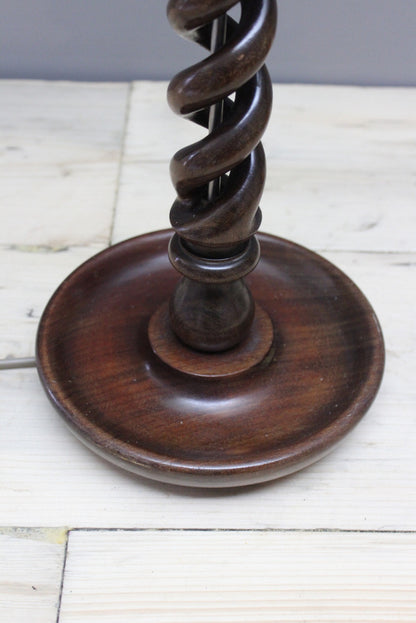 Open Barley Twist Mahogany Table Lamp - Kernow Furniture