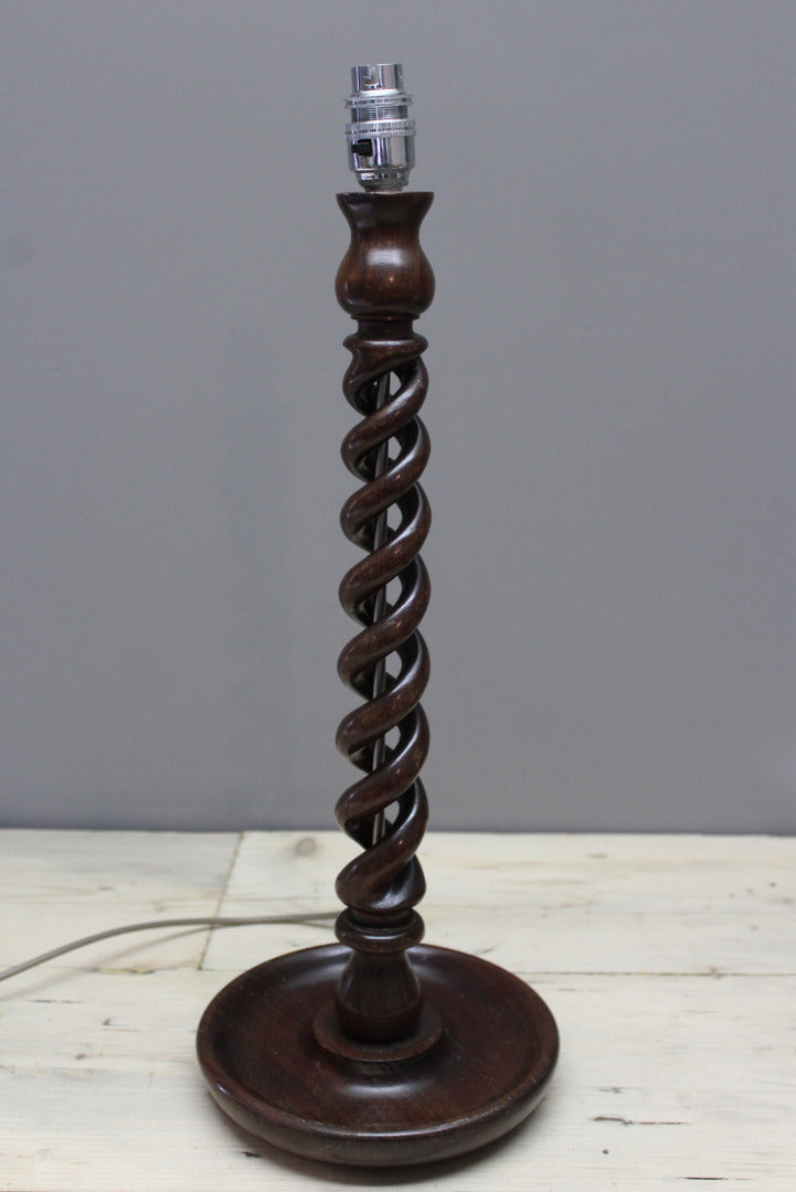 Open Barley Twist Mahogany Table Lamp - Kernow Furniture