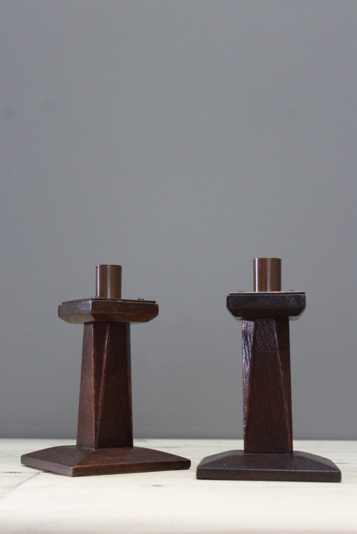 Pair Arts & Crafts Candlesticks - Kernow Furniture