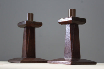 Pair Arts & Crafts Candlesticks - Kernow Furniture