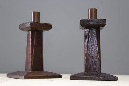 Pair Arts & Crafts Candlesticks - Kernow Furniture