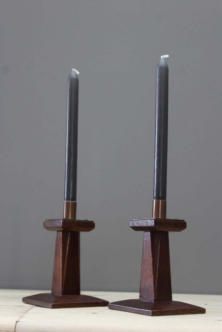 Pair Arts & Crafts Candlesticks - Kernow Furniture