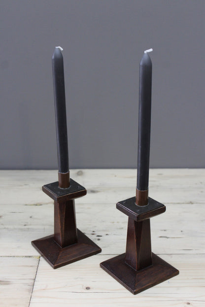 Pair Arts & Crafts Candlesticks - Kernow Furniture