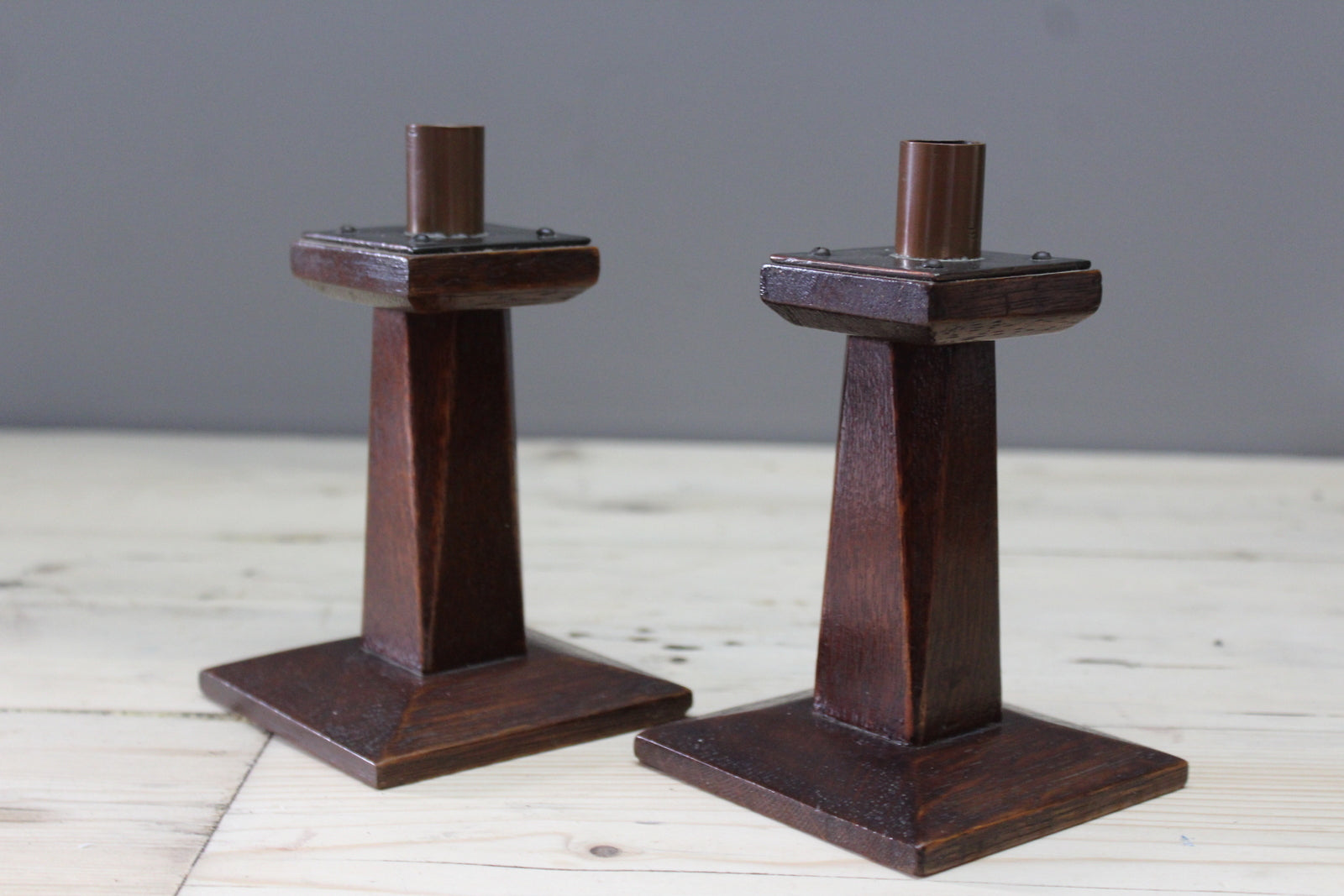 Pair Arts & Crafts Candlesticks - Kernow Furniture