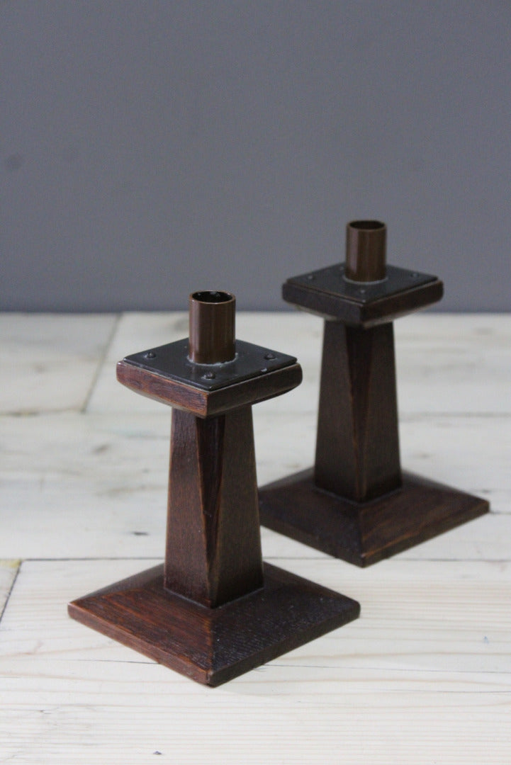 Pair Arts & Crafts Candlesticks - Kernow Furniture