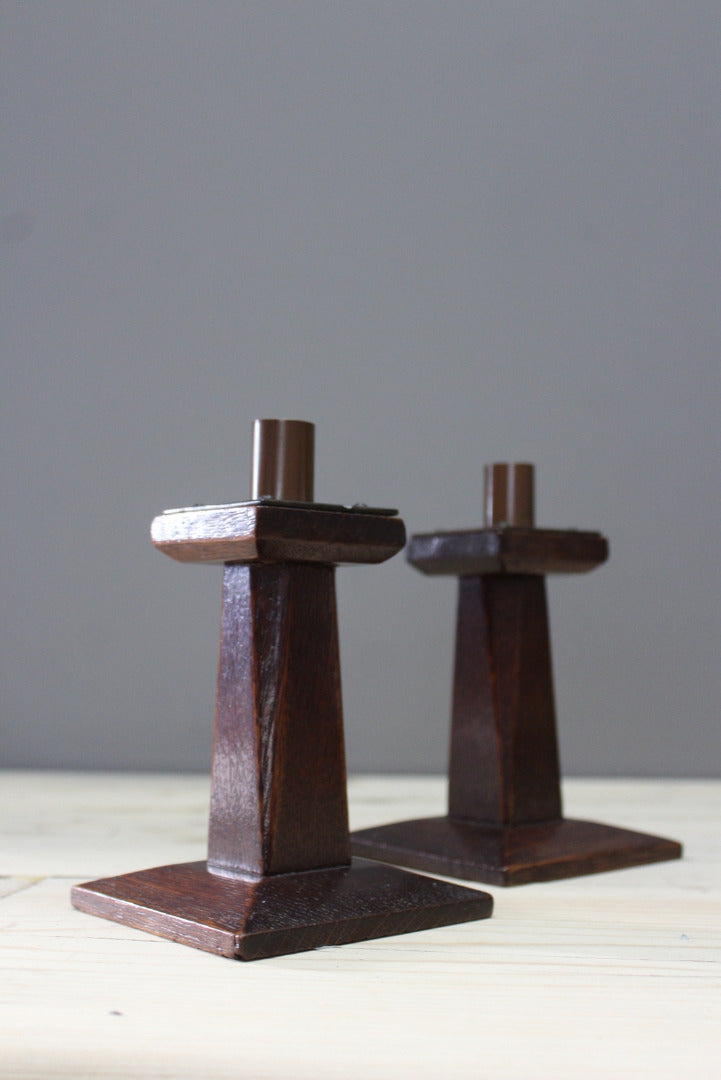 Pair Arts & Crafts Candlesticks - Kernow Furniture