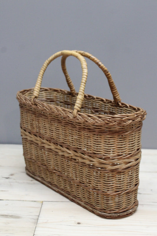 Vintage Wicker Shopping Basket - Kernow Furniture