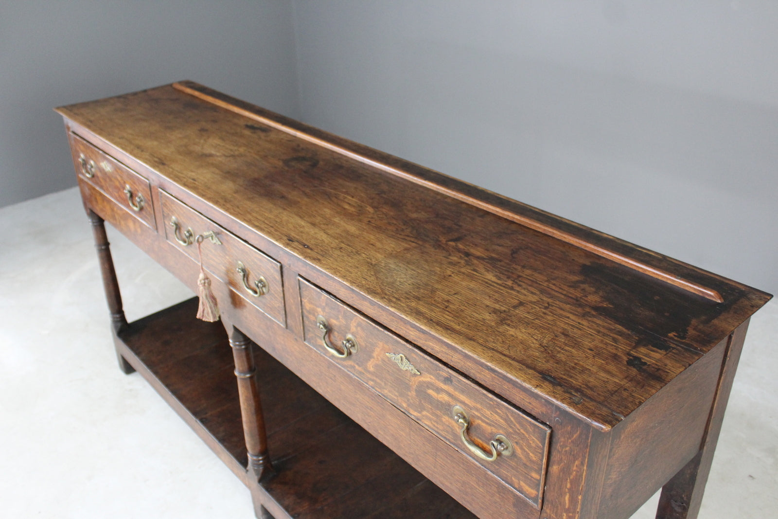 Rustic Antique Oak Dresser Base - Kernow Furniture