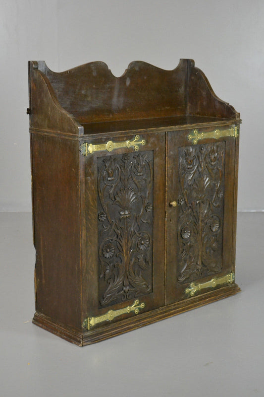 Art Nouveau Oak Wall Cupboard - Kernow Furniture