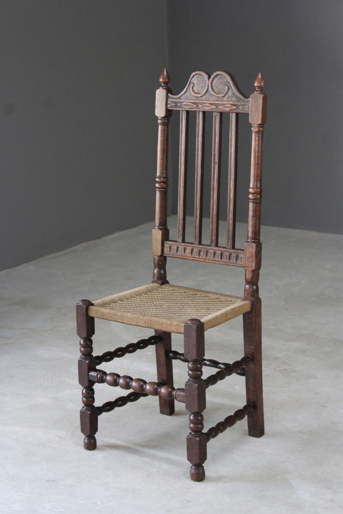 Oak High Back Hall Chair - Kernow Furniture