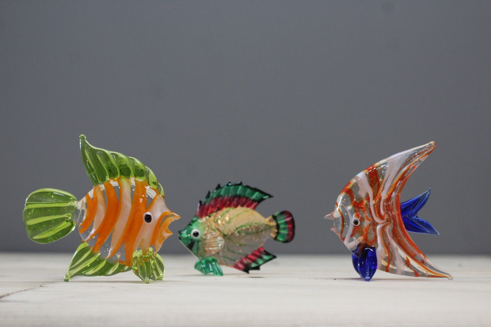 Three Vintage Glass Fish - Kernow Furniture