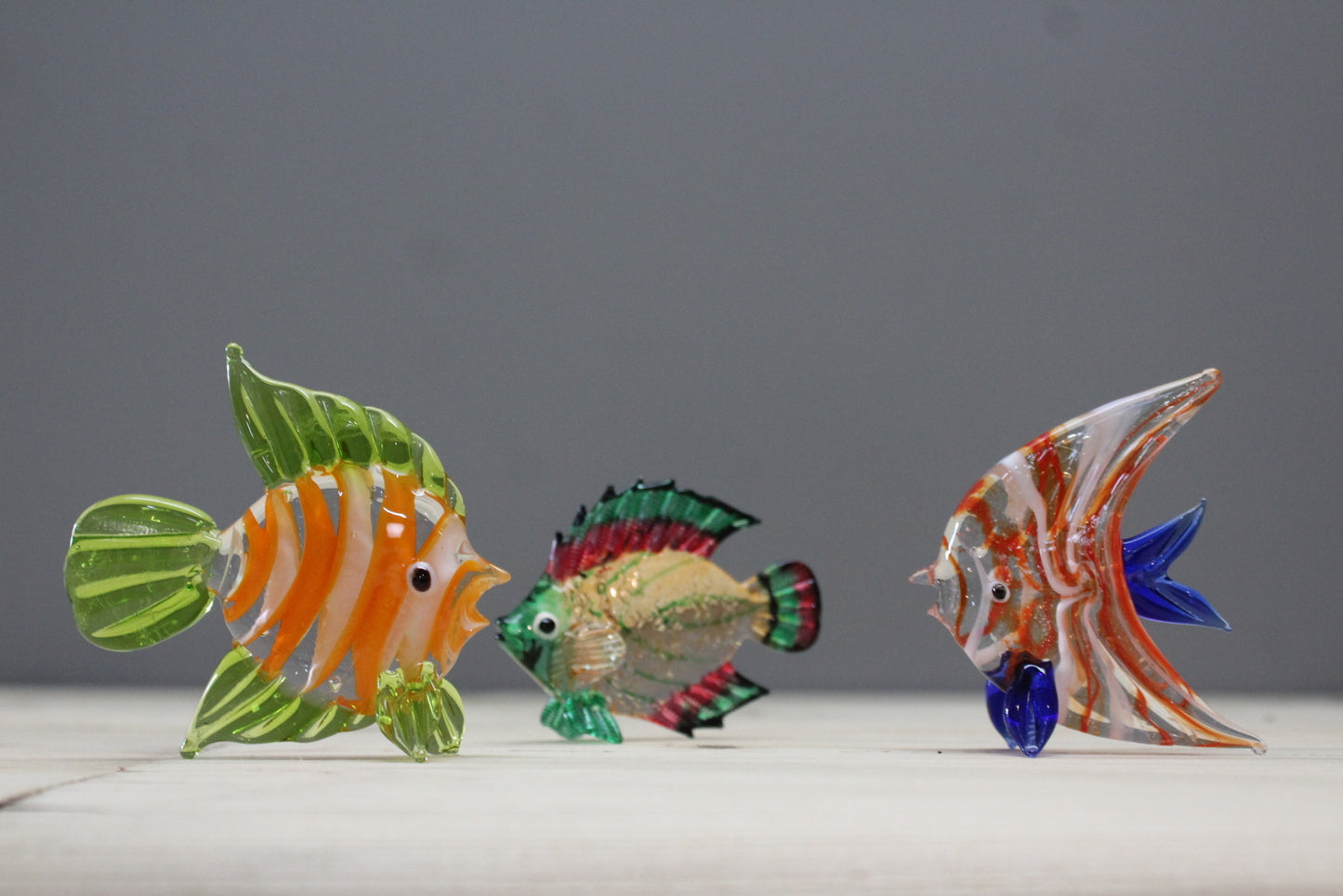 Three Vintage Glass Fish - Kernow Furniture