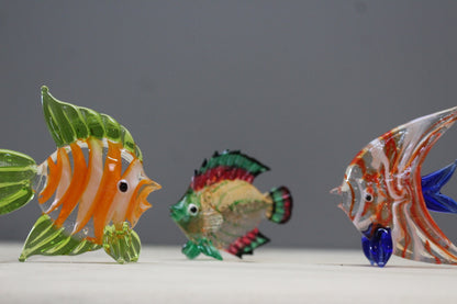 Three Vintage Glass Fish - Kernow Furniture