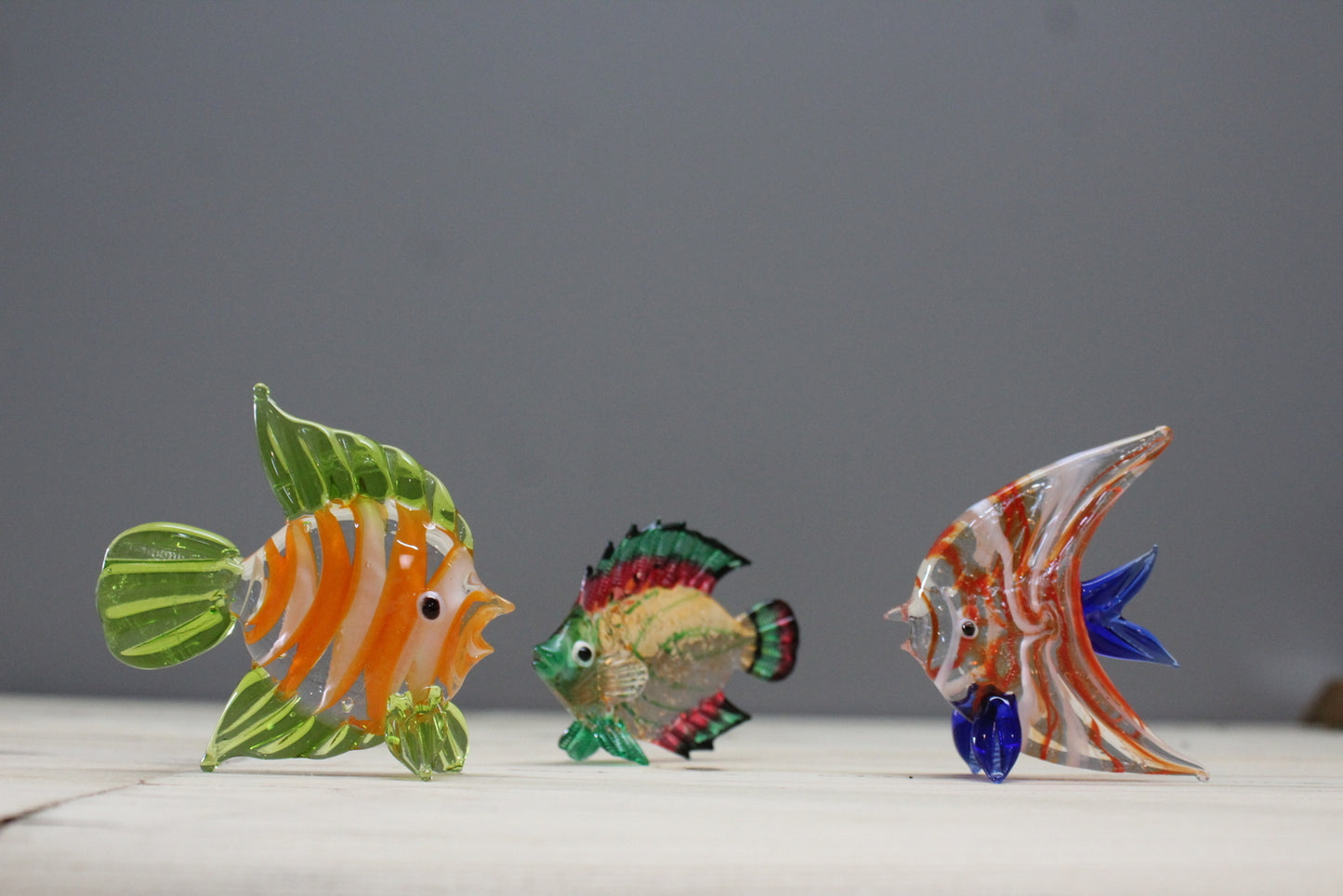 Three Vintage Glass Fish - Kernow Furniture