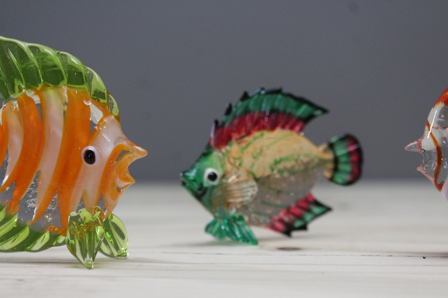 Three Vintage Glass Fish - Kernow Furniture