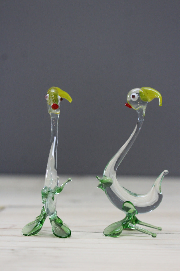 Pair Vintage Glass Birds - Kernow Furniture