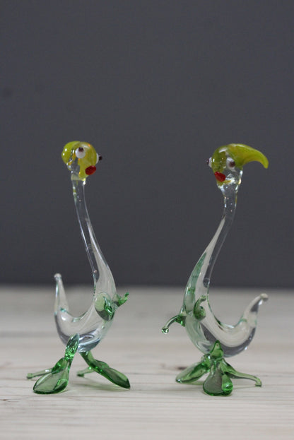 Pair Vintage Glass Birds - Kernow Furniture