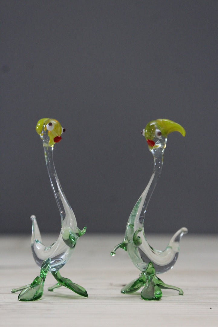 Pair Vintage Glass Birds - Kernow Furniture