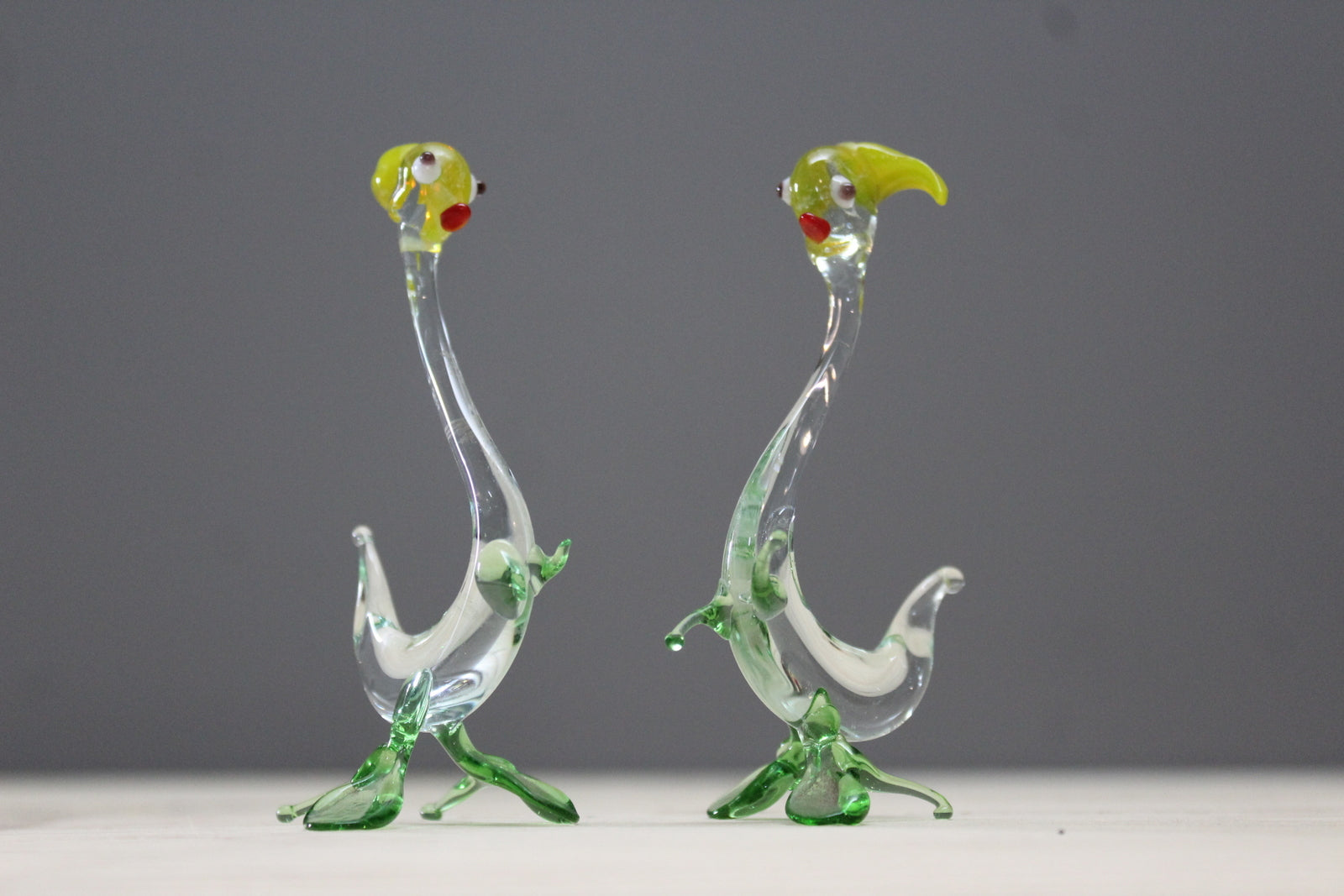 Pair Vintage Glass Birds - Kernow Furniture