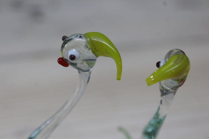 Pair Vintage Glass Birds - Kernow Furniture