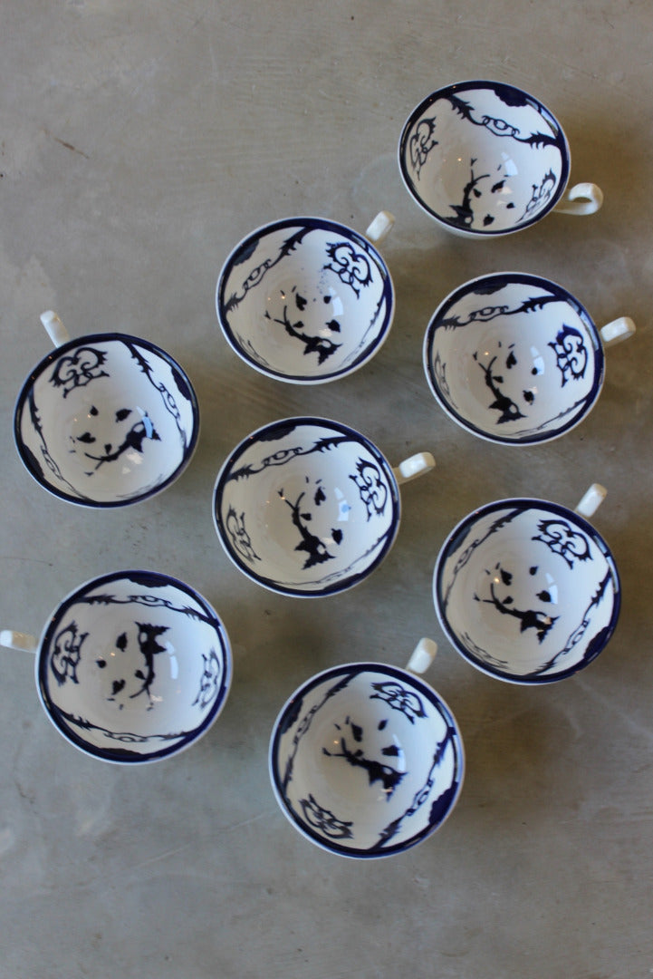 8 Blue & White China Cups - Kernow Furniture