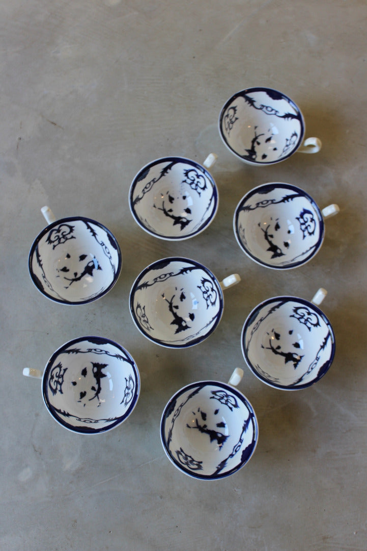 8 Blue & White China Cups - Kernow Furniture