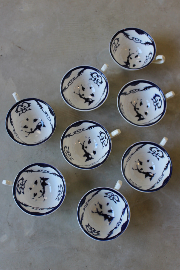 8 Blue & White China Cups - Kernow Furniture