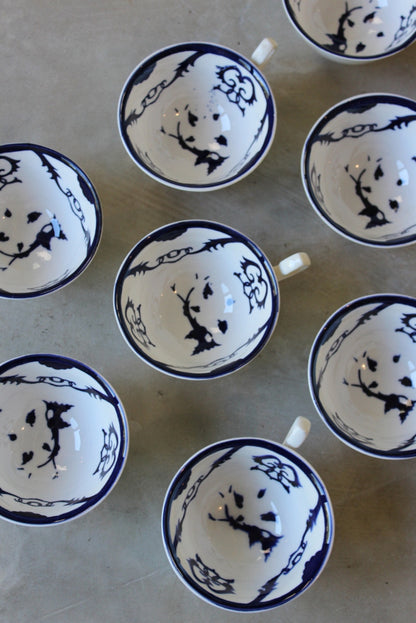 8 Blue & White China Cups - Kernow Furniture