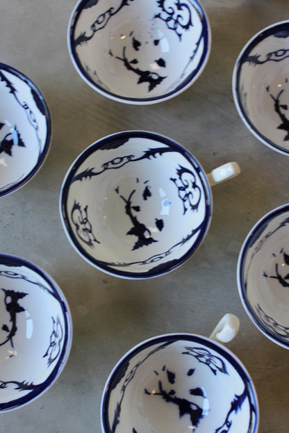 8 Blue & White China Cups - Kernow Furniture