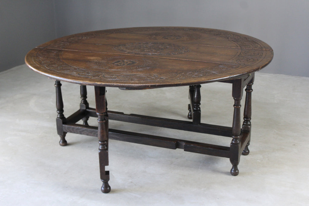 Antique Oak Drop Leaf Table - Kernow Furniture