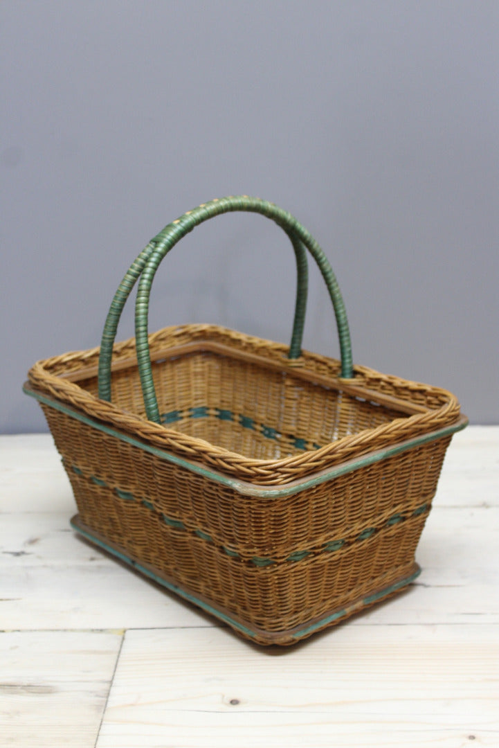 Vintage Wicker Shopping Basket - Kernow Furniture