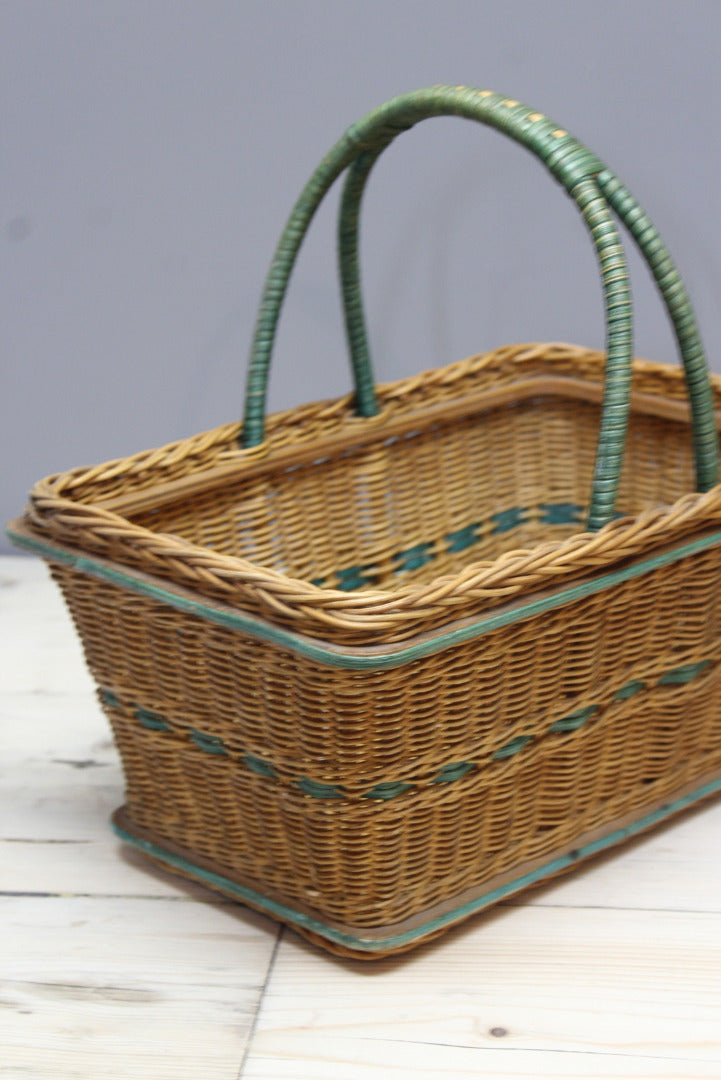 Vintage Wicker Shopping Basket - Kernow Furniture